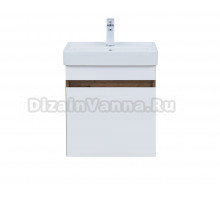 Тумба под раковину без столешницы Aquanet Оптима 50 подвесная, дуб рустикальный, белый сатин