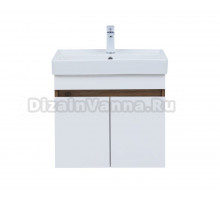 Тумба с раковиной Aquanet Оптима 60 подвесная, дуб рустикальный, белый сатин