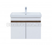 Тумба с раковиной Aquanet Оптима 70 подвесная, дуб рустикальный, белый сатин