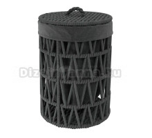 Корзина для белья Wasserkraft Mosel WB-460-L напольная, серая, черная, круглая, текстиль