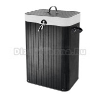 Корзина для белья Wasserkraft Nuthe WB-910-L напольная, черная, прямоугольная, бамбук, искусственная кожа, текстиль