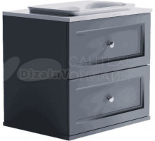 Тумба с раковиной Астра-Форм Классик 70 подвесная, 2 ящика, серо-голубая