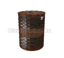 Корзина для белья Wasserkraft Bever WB-240 M напольная, коричневая, круглая, искусственная кожа, текстиль, дерево