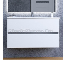 Тумба с раковиной Sanvit Кубэ-2 75 подвесная, 2 ящика, матовый жемчуг