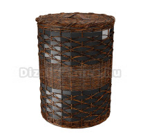 Корзина для белья Wasserkraft Bever WB-240 L напольная, коричневая, круглая, искусственная кожа, текстиль, дерево