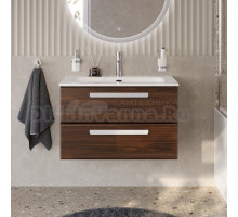 Тумба под раковину без столешницы Cezares Eco Cer-N 80 орех шоколад софт, ручки сатин