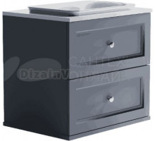 Тумба с раковиной Астра-Форм Классик 80 подвесная, 2 ящика, серо-голубая