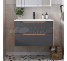 Тумба с раковиной Itana Nill 80 подвесная, графит