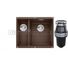 Комплект Мойка Blanco Subline 340/160-U, кофе, правая + Измельчитель KUCHENSTERN Muhle