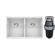 Комплект Мойка Blanco Subline 350/350-U, белая + Измельчитель KUCHENSTERN Muhle