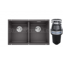 Комплект Мойка Blanco Subline 350/350-U, темная скала + Измельчитель KUCHENSTERN Muhle