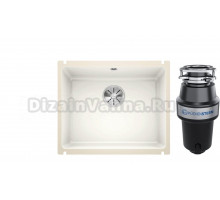 Комплект Мойка Blanco Subline 500-U, глянцевая белая, с отводной арматурой InFino + Измельчитель KUCHENSTERN Muhle