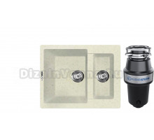 Комплект Мойка Lava D1.VNL, vanilla + Измельчитель KUCHENSTERN Muhle