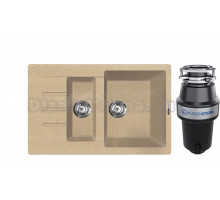 Комплект Мойка Lava D2.DUN, dune + Измельчитель KUCHENSTERN Muhle