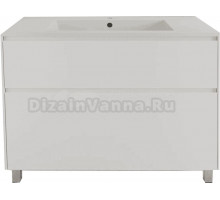 Тумба с раковиной Style Line Лима 100 см напольная LINE 100 2 ящика PLUS Белый Матовый ЭМАЛЬ,  раковина жасмин