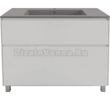 Тумба с раковиной Style Line Лима 100 см напольная LINE 100 2 ящика PLUS Белый Матовый ЭМАЛЬ,  раковина серый шелк