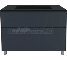 Тумба с раковиной Style Line Лима 100 см напольная LINE 100 2 ящика PLUS Графит ЭМАЛЬ, раковина антрацит