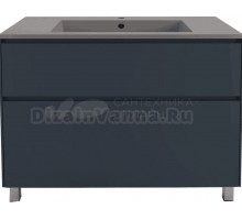 Тумба с раковиной Style Line Лима 100 см напольная LINE 100 2 ящика PLUS Графит ЭМАЛЬ, раковина серый шелк