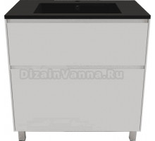 Тумба с раковиной Style Line Лима 80 см напольная LINE 80 2 ящика PLUS Белый Матовый ЭМАЛЬ, раковина антрацит