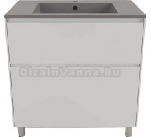 Тумба с раковиной Style Line Лима 80 см напольная LINE 80 2 ящика PLUS Белый Матовый ЭМАЛЬ, раковина серый шелк