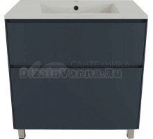 Тумба с раковиной Style Line Лима 80 см напольная LINE 80 2 ящика PLUS Графит ЭМАЛЬ, раковина жасмин