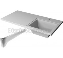 Раковина над стиральной машиной Stella Polar Мадлен 100 R глянцевая белая, прямоугольная, со столешницей слева, с кронштейном