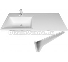 Раковина над стиральной машиной Stella Polar Мадлен 110 L глянцевая белая, прямоугольная, со столешницей справа, с кронштейном