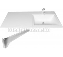 Раковина над стиральной машиной Stella Polar Мадлен 110 R глянцевая белая, прямоугольная, со столешницей слева, с кронштейном