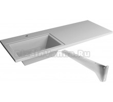 Раковина над стиральной машиной Stella Polar Мадлен 120 L глянцевая белая, прямоугольная, со столешницей справа, с кронштейном