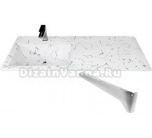 Раковина над стиральной машиной Stella Polar Мадлен 120 L белый мрамор, прямоугольная, со столешницей справа, с кронштейном