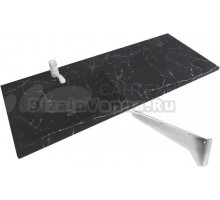 Раковина над стиральной машиной Stella Polar Мадлен 120 L черный мрамор, прямоугольная, со столешницей справа, с кронштейном