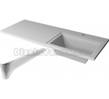 Раковина над стиральной машиной Stella Polar Мадлен 120 R глянцевая белая, прямоугольная, со столешницей слева, с кронштейном