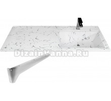 Раковина над стиральной машиной Stella Polar Мадлен 120 R белый мрамор, прямоугольная, со столешницей слева, с кронштейном