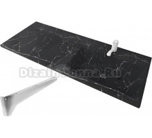 Раковина над стиральной машиной Stella Polar Мадлен 120 R черный мрамор, прямоугольная, со столешницей слева, с кронштейном