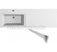 Раковина над стиральной машиной Stella Polar Мадлен 130 L глянцевая белая, прямоугольная, со столешницей справа, с кронштейном