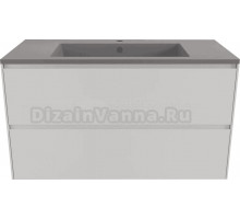 Тумба с раковиной Style Line Лима 100 см подвесная LINE 100 2 ящика PLUS Белый Матовый ЭМАЛЬ, раковина серый шелк