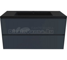 Тумба с раковиной Style Line Лима 100 см подвесная LINE 100 2 ящика PLUS Графит ЭМАЛЬ, раковина антрацит