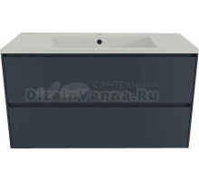 Тумба с раковиной Style Line Лима 100 см подвесная LINE 100 2 ящика PLUS Графит ЭМАЛЬ, раковина жасмин