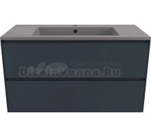 Тумба с раковиной Style Line Лима 100 см подвесная LINE 100 2 ящика PLUS Графит ЭМАЛЬ, раковина серый шелк