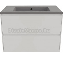 Тумба с раковиной Style Line Лима 80 см подвесная LINE 80 2 ящика PLUS Белый Матовый ЭМАЛЬ, раковина серый шелк