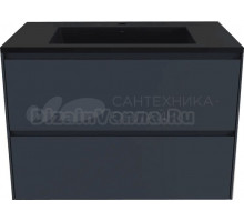 Тумба с раковиной Style Line Лима 80 см подвесная LINE 80 2 ящика PLUS Графит ЭМАЛЬ, раковина антрацит