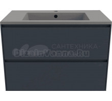 Тумба с раковиной Style Line Лима 80 см подвесная LINE 80 2 ящика PLUS Графит ЭМАЛЬ, раковина серый шелк