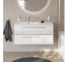 Тумба под раковину без столешницы Cezares Eco Cer-N 100 L bianco lucido, ручки сатин