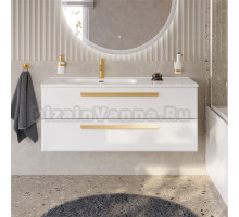 Тумба под раковину без столешницы Cezares Eco Cer-N 120 L bianco lucido, ручки сатиновое золото