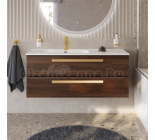 Тумба под раковину без столешницы Cezares Eco Cer-N 120 L орех шоколад софт, ручки сатиновое золото