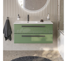 Тумба под раковину без столешницы Cezares Eco Cer-N 100 L фисташковый софт, ручки матовые черные