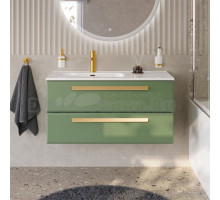 Тумба под раковину без столешницы Cezares Eco Cer-N 100 L фисташковый софт, ручки сатиновое золото