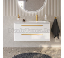 Тумба под раковину без столешницы Cezares Eco Cer-N 100 R bianco lucido, ручки сатиновое золото