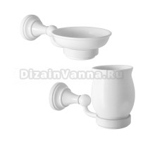 Набор Стакан Rav Slezak Morava MKA0201B белый глянцевый + Мыльница MKA0300B белая глянцевая