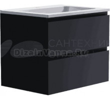 Тумба с раковиной Астра-Форм Альфа 70 подвесная, 2 ящика, черная